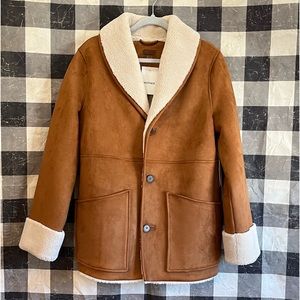 NWT Mother Denim Shawl Collar Timber Coat with shearling